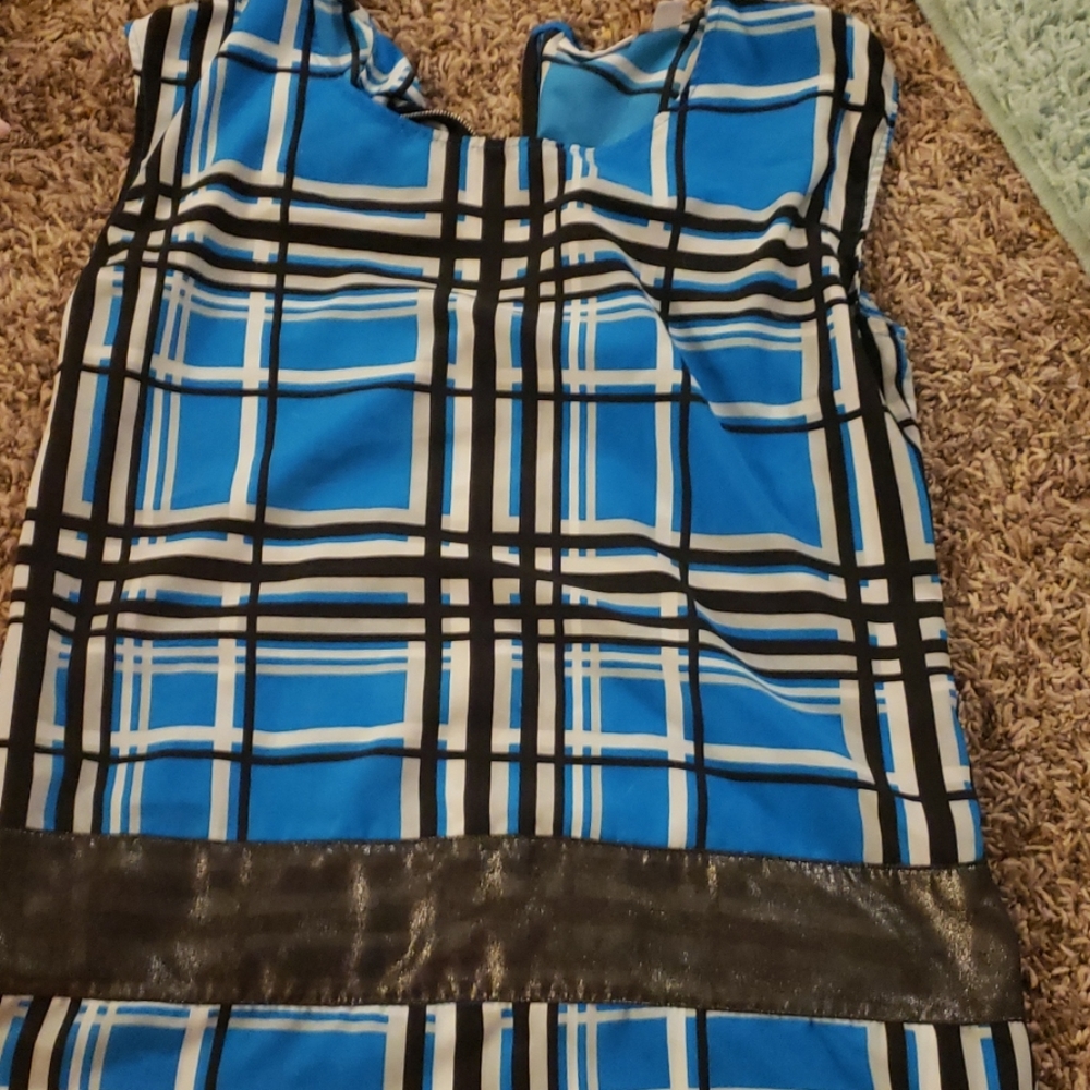 Blue womens plaid with zipper back shirt